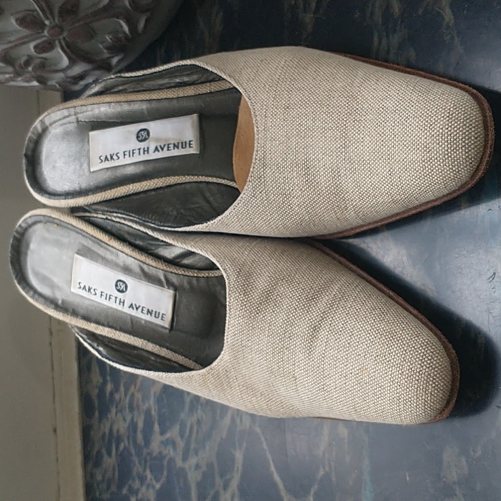 Saks Fifth Avenue Khaki Beige Slip on Clog Size 8.5